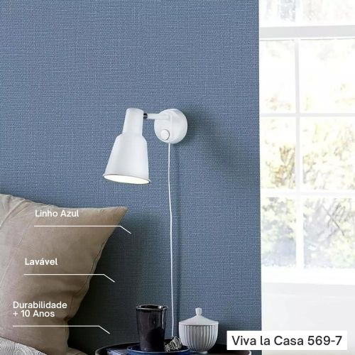 Papel de Parede em Linho Azul